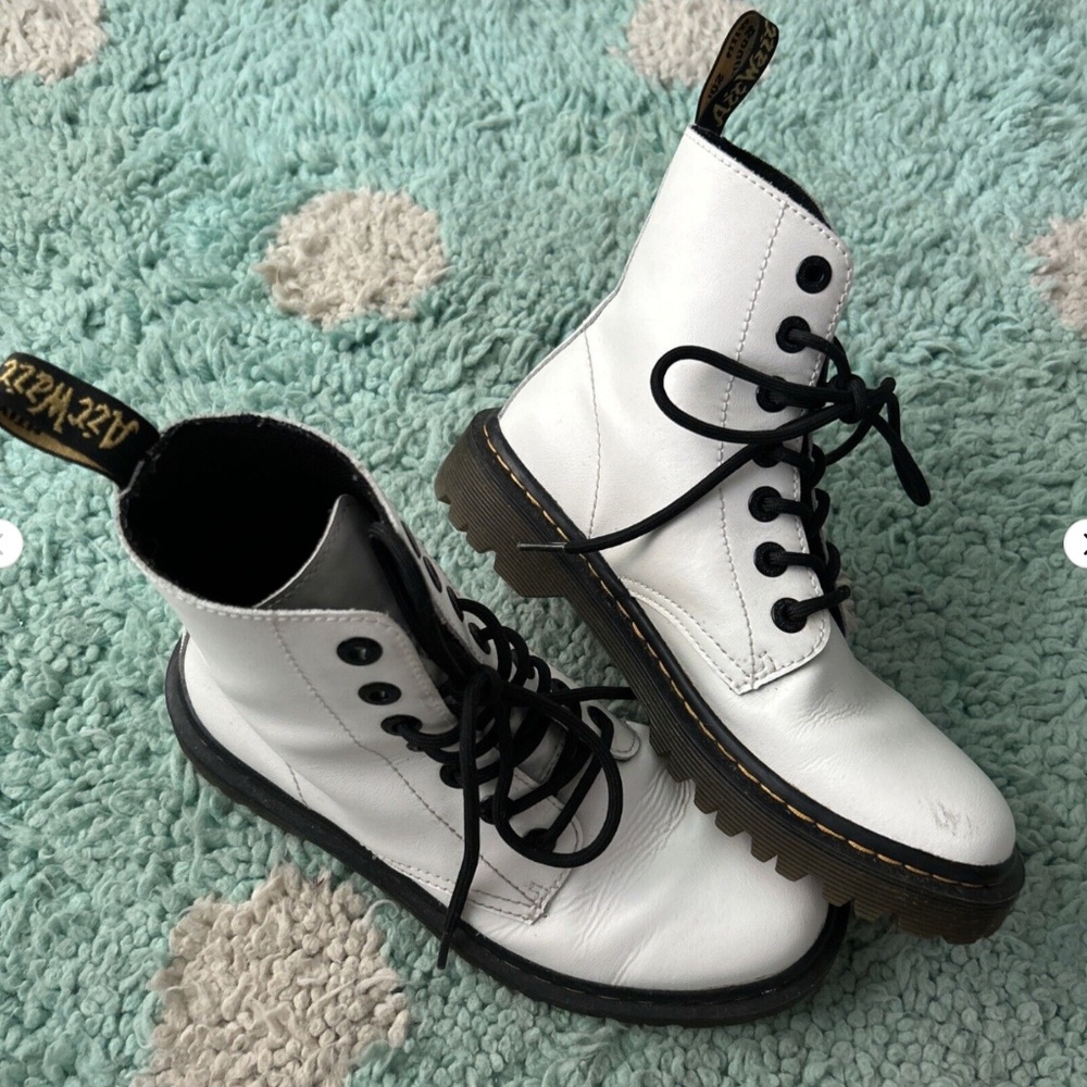 Dr. Marten White Luana Boot Women UK 4 EU 37 US 6 Leather Lace Up Black Combat